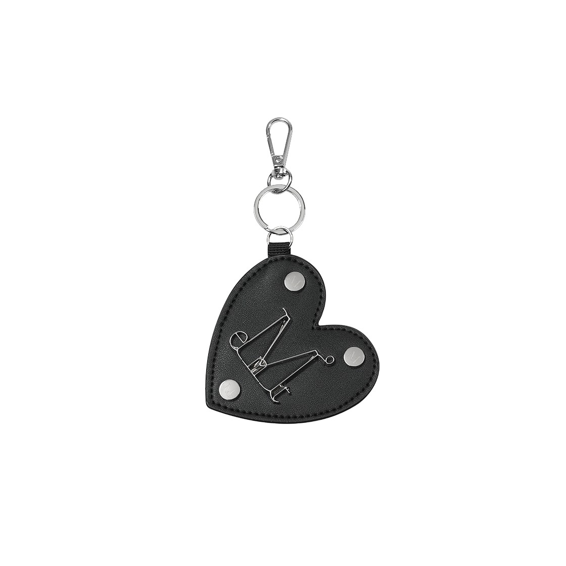 무센트 로빈 메탈 로고 하트 패치 키링 남녀공용 블랙(MUCENT Robin Metal Logo Heart Patch Key Ring Unisex Black)