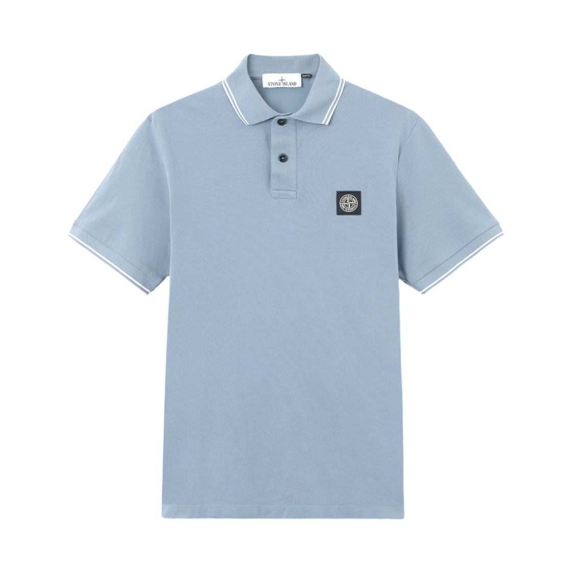 L1S1522000-10S0018-V0024 Stone Island 2200010 Organic Cotton Pique with Stretch Slim-Fit Short-Sleeve Polo with Compass Patch Avio Blue - 26SS