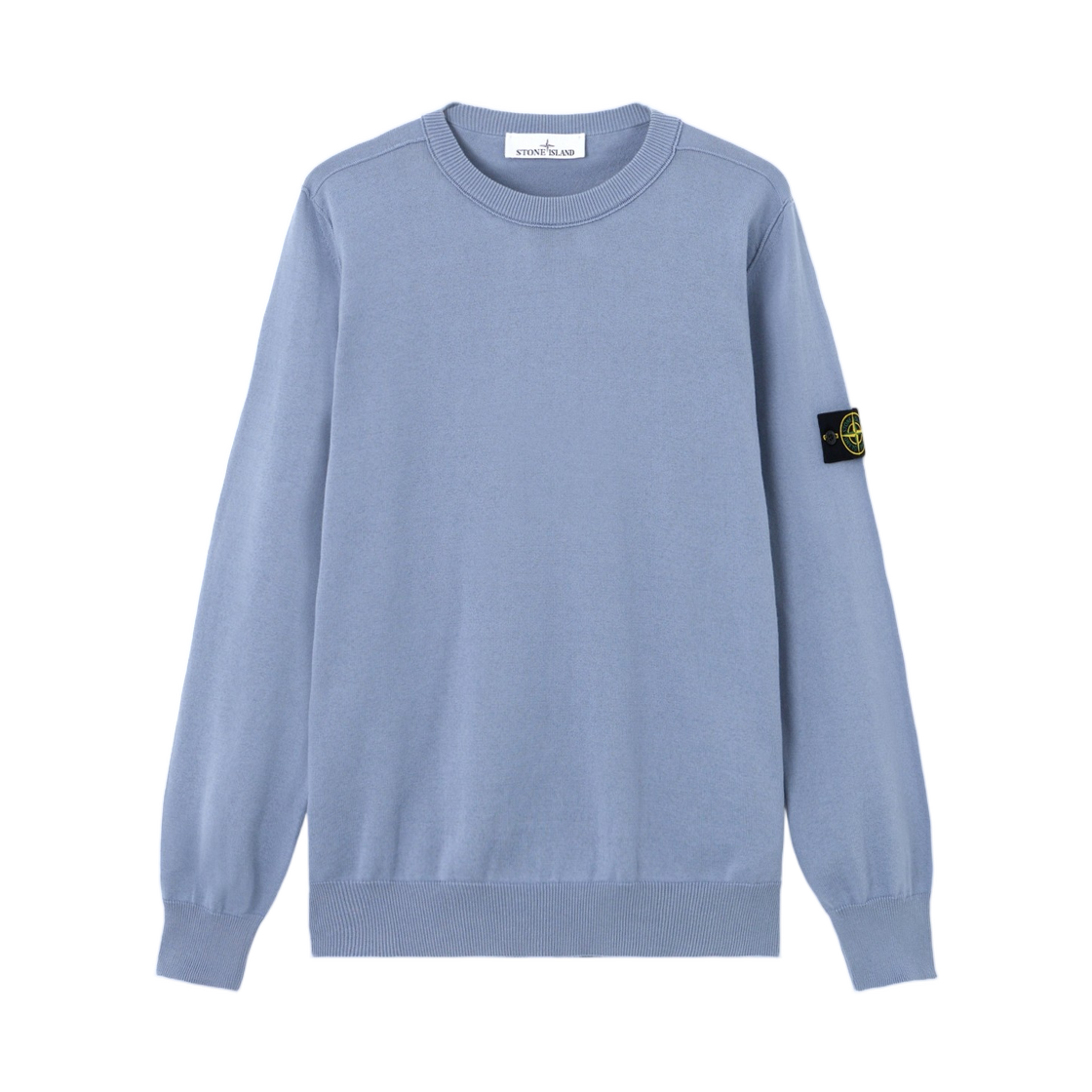 L1S1551000-53S00B2-V0024 Stone Island 5100053 Soft Organic Cotton Crewneck Jumper with Rolled Edge Seams Avio Blue - 26SS