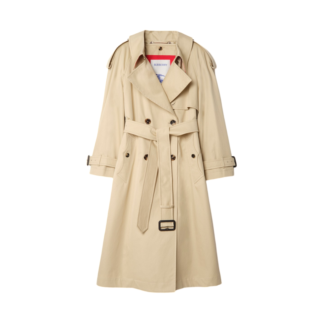 81191781 (W) Burberry Long Gabardine Fitzrovia Trench Coat with Warmer Limestone Beige