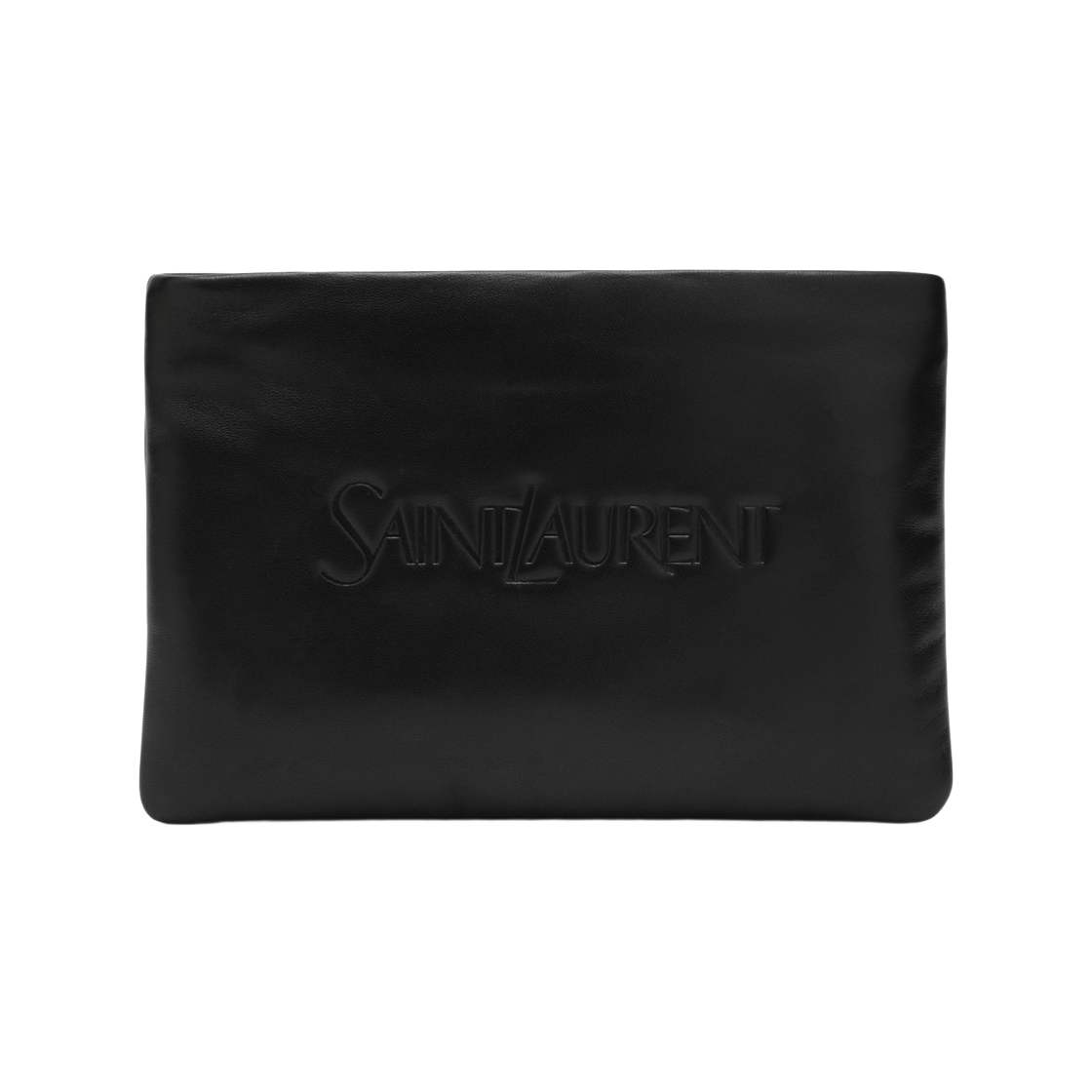 779526-AADA1-1000 Saint Laurent Padded Leather Clutch with Logo Black