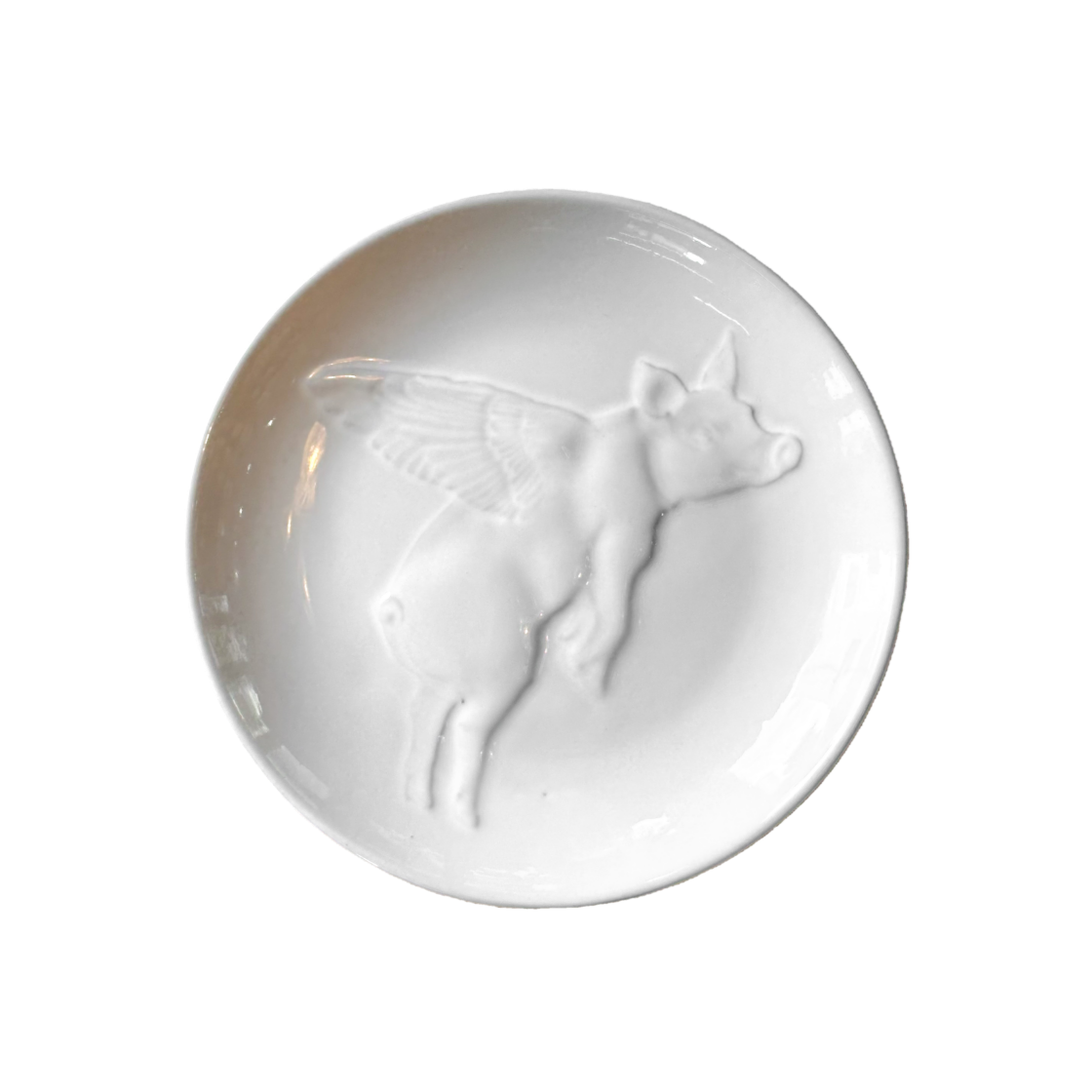 [3% 적립] 정희진도자기 날개돼지원형접시 다크그레이([3% 적립] Jungheejin creamic Winged Angel Pig Round Plate Dark grayish white) - 1