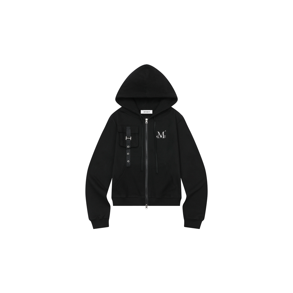 무센트 티아제 셋업 아일렛 후드 집업 (2컬러) 블랙(MUCENT Tiaje Set Up Eyelet Hood Zip-Up (2Color) Black) - 1