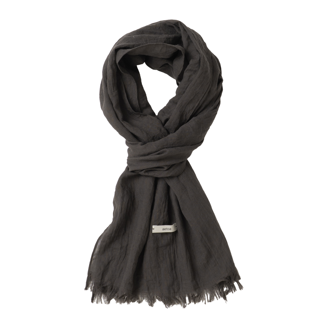 AT020CHA aetoa Fringe Wrinkle Scarf Charcoal