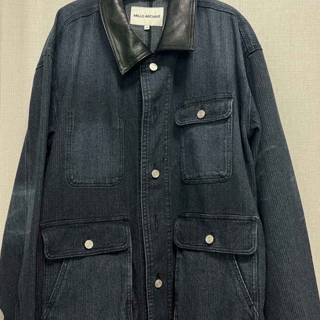 Millo Archive Denite Washed Jacket Vintage Navy 착용 스타일