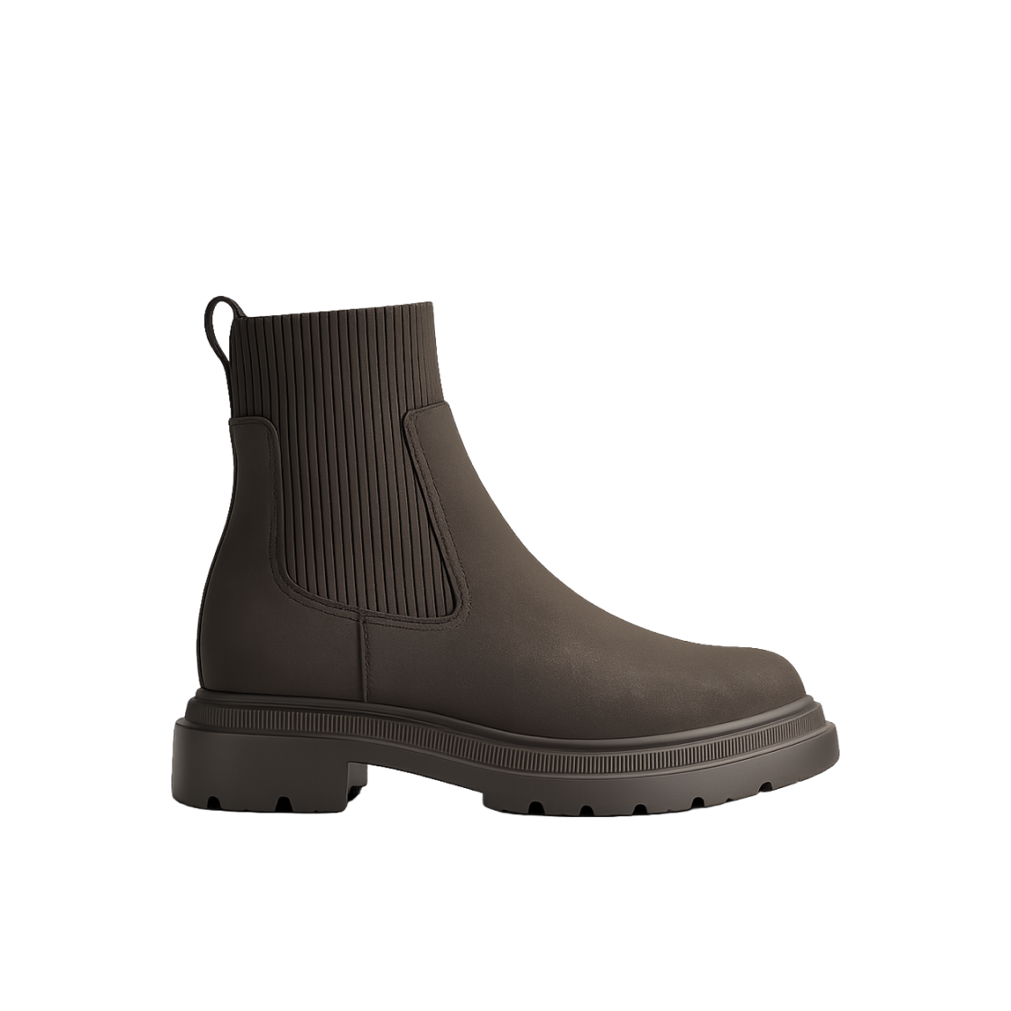 357523-38 (W) GU Rib Knit Socks Boots Dark Brown