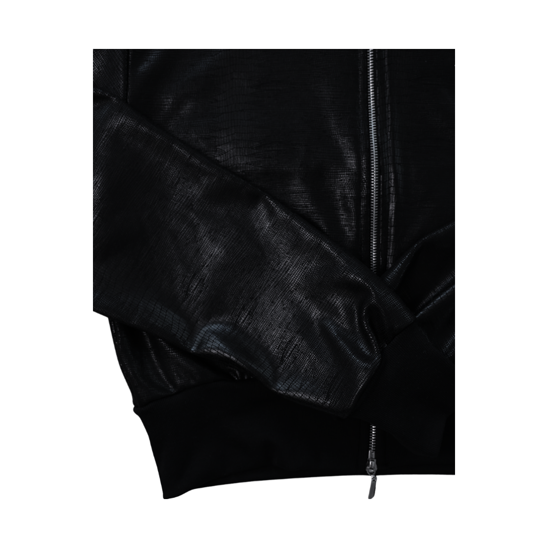 미애 투웨이 레더 로고 후드 집업 블랙(Miae  2way Leather Logo Hood Zip-Up Black) - 3