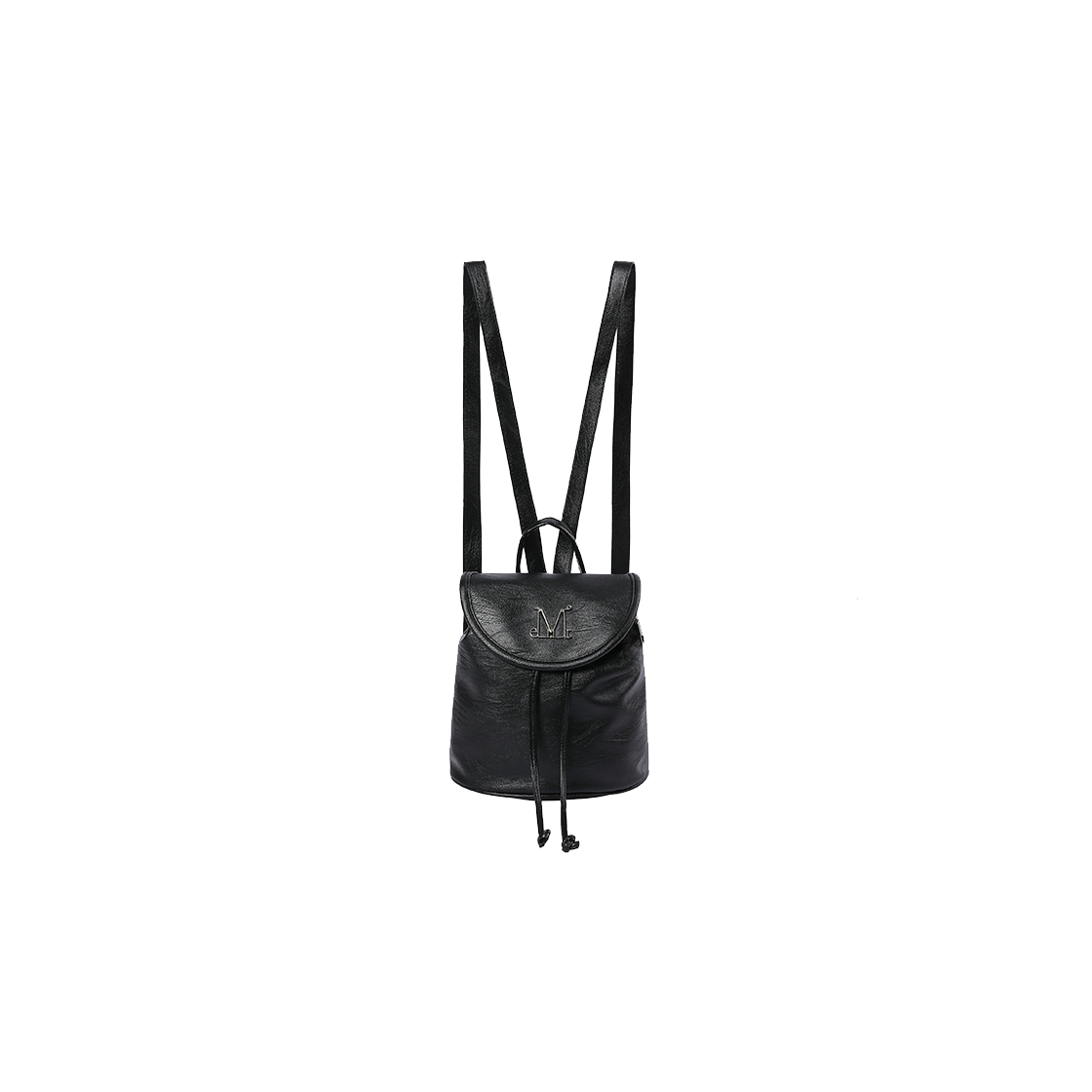 P0000BFN MUCENT Lunelle Metal Logo Leather Mini Backpack Unisex Black