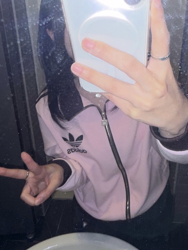 (W) Adidas Premium Originals Track Top Clear Pink Shadow Brown - KR Sizing 착용 스타일