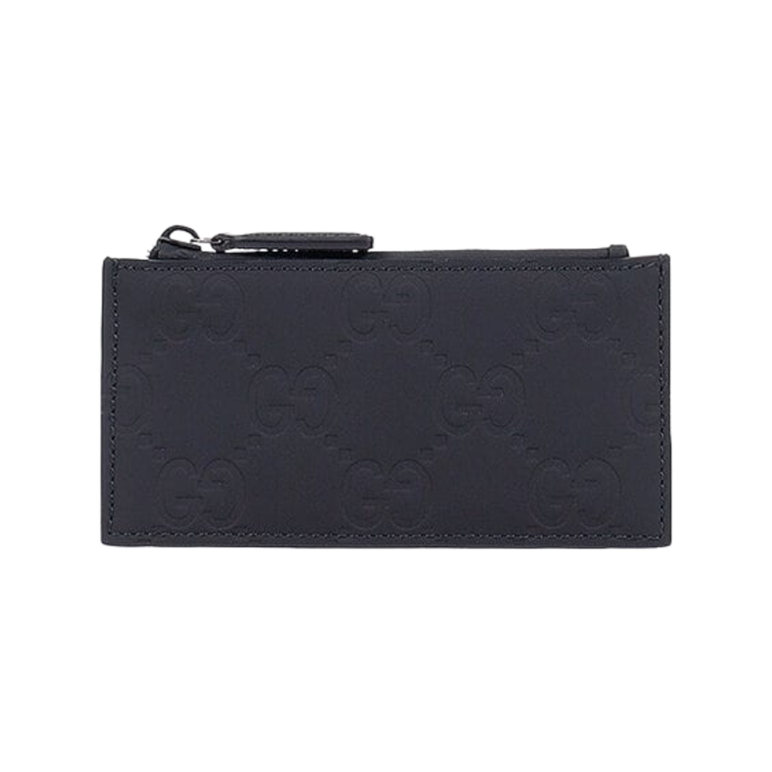 771314-AAC0L-1000 Gucci GG Rubber Effect Zipper Card Case Black