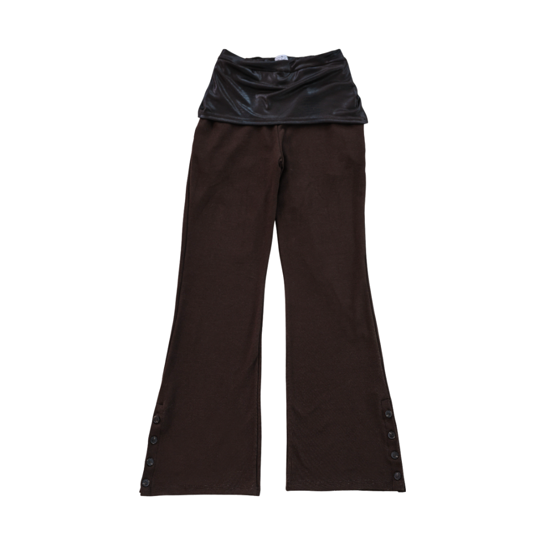 미애 레이어드 레더 부츠컷 팬츠 브라운(Miae Layered Leather Bootcut Pants Brown)
