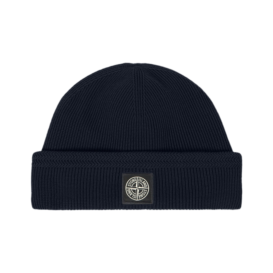 L1S15N1001-02S00D7-V0020 Stone Island N100102 Ribbed Soft Organic Cotton Beanie with Compass Logo Patch Navy Blue - 26SS