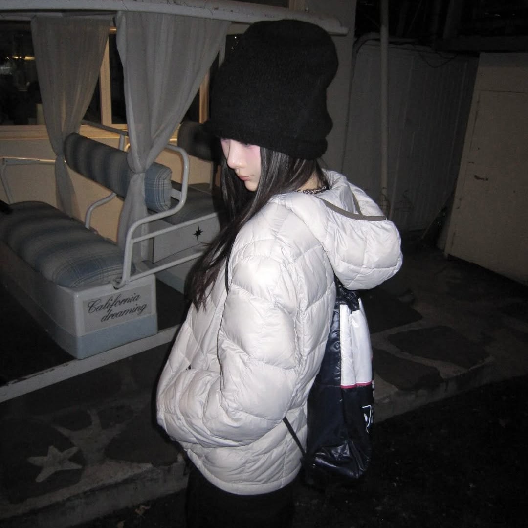 SPORT CHAMBER Light DuckDown Jacket Light Beige 착용 스타일 - 2