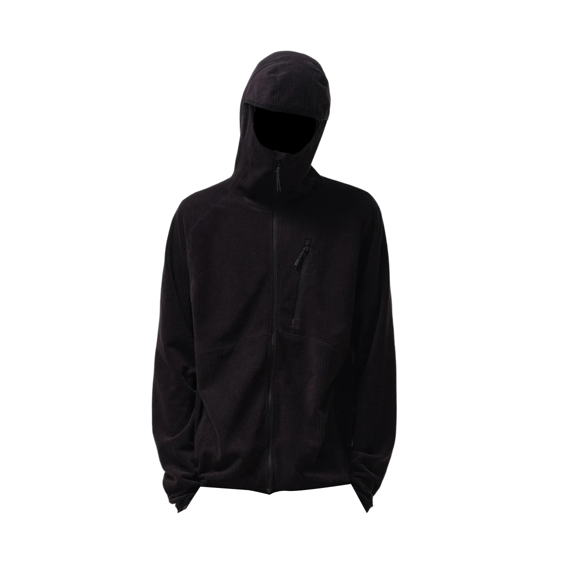 MMEJJ9C05-BK Musinsa Standard City Leisure Grid Polar Fleece Balaclava Hooded Zip Up Black