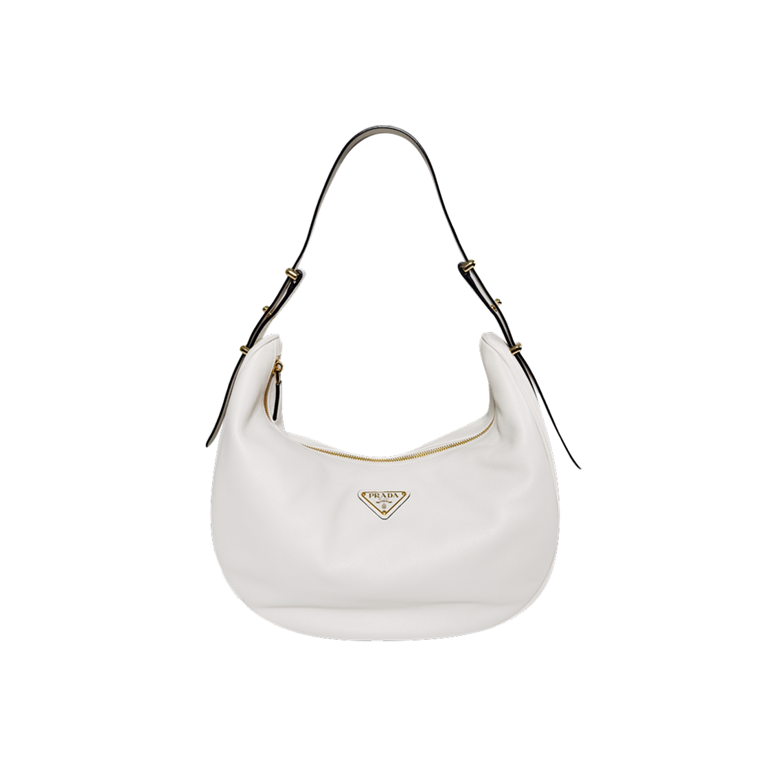 ITTFV457Q9E8 Prada Women's Arche Triangle Logo Leather Shoulder Bag - White Large