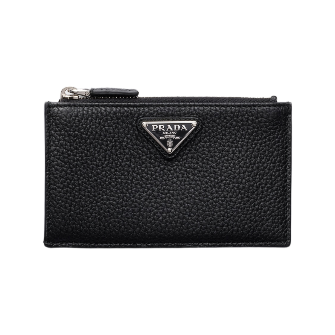 2MC086-2E54-F0002 Prada Zipper Leather Card Holder Black