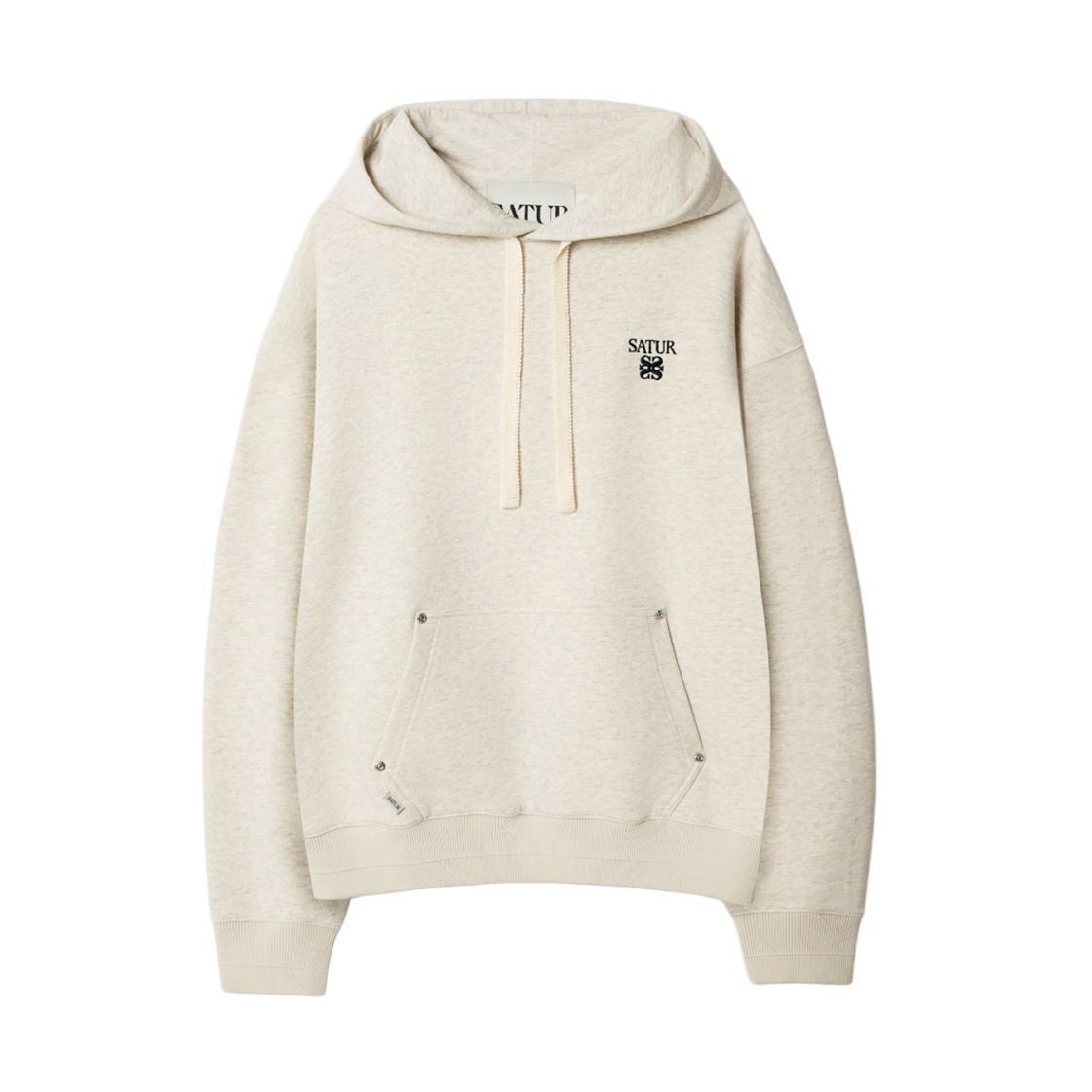 SA261MTH01OML0 [사은품 증정] SATUR Loren Small Logo Rivet Hoodie Oatmeal