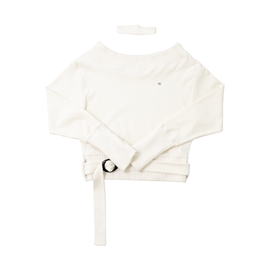 미애 로고 오프 숄더 맨투맨 초커 세트 아이보리(Miae  Logo Off-Shoulder Sweatshirt Choker Set Ivory)