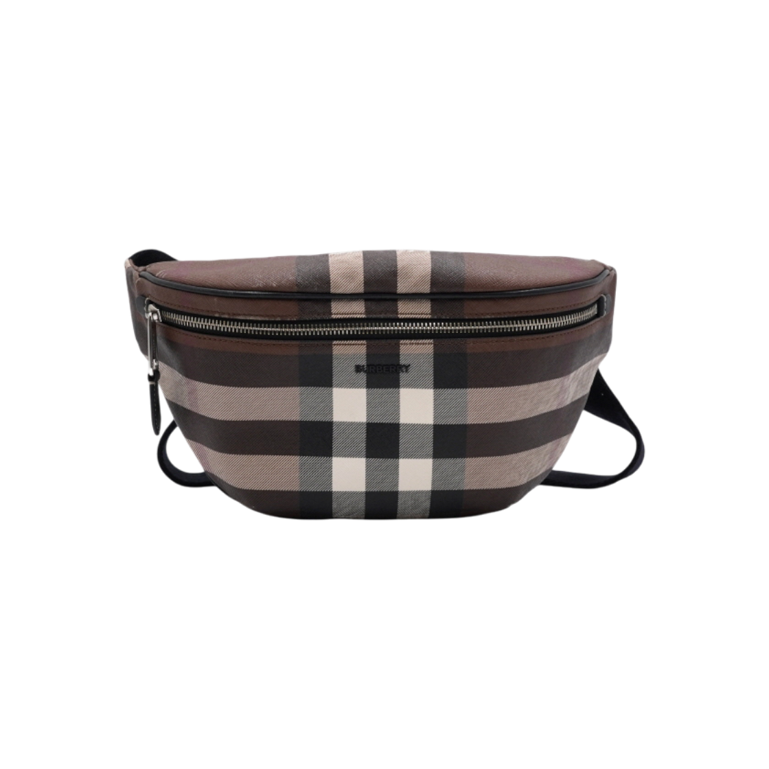 ITLOKQJE5D2T Burberry Dark Brown Check Canvas Carson Logo Unisex Belt Bag Crossbody