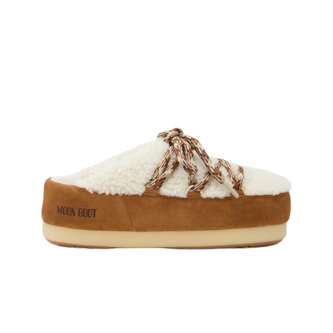 (W) 문부츠 Evx 셔링 뮬 위스키 오프 화이트((W) Moon Boot Evx Shearling Mules Whisky Off White)