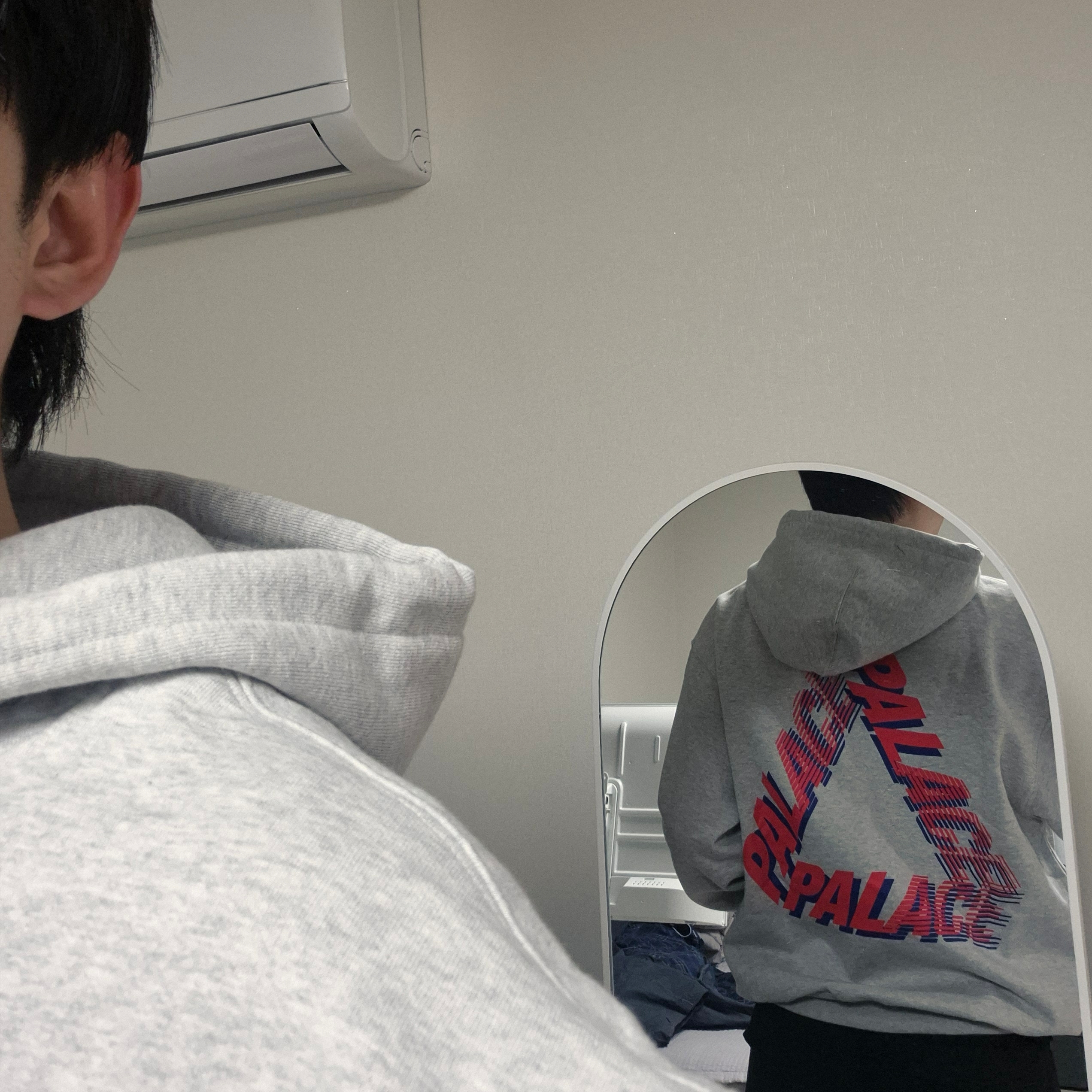 Palace Speed P3 Hood Grey Marl - 25SS 착용 스타일 - 2