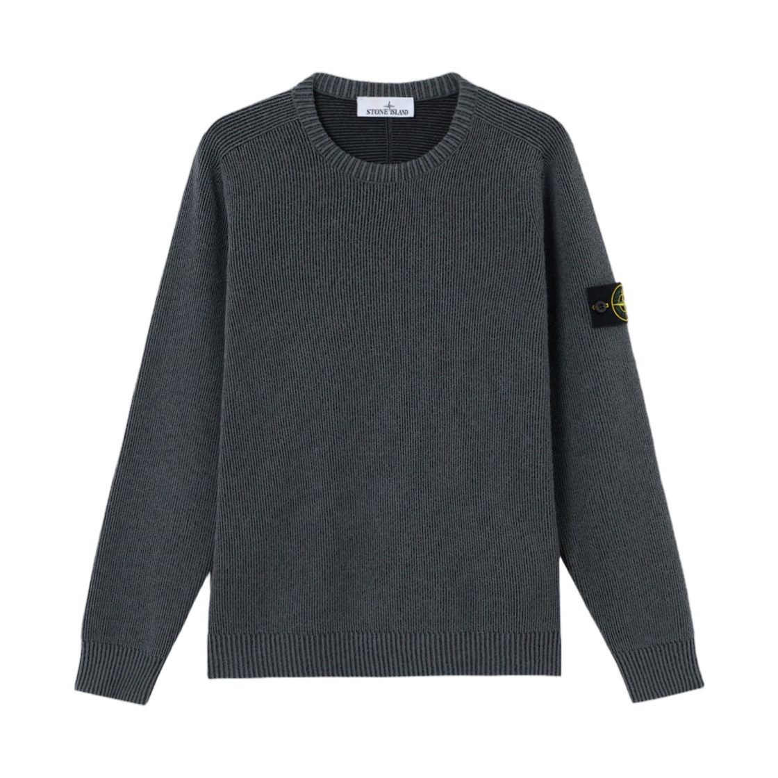 L1S1551000-33S0N12-V0M65 Stone Island 5100033 Plated Rib Cotton Boucle Loose-Fit Crewneck Jumper with Raglan Sleeves Charcoal Grey Melange - 26SS