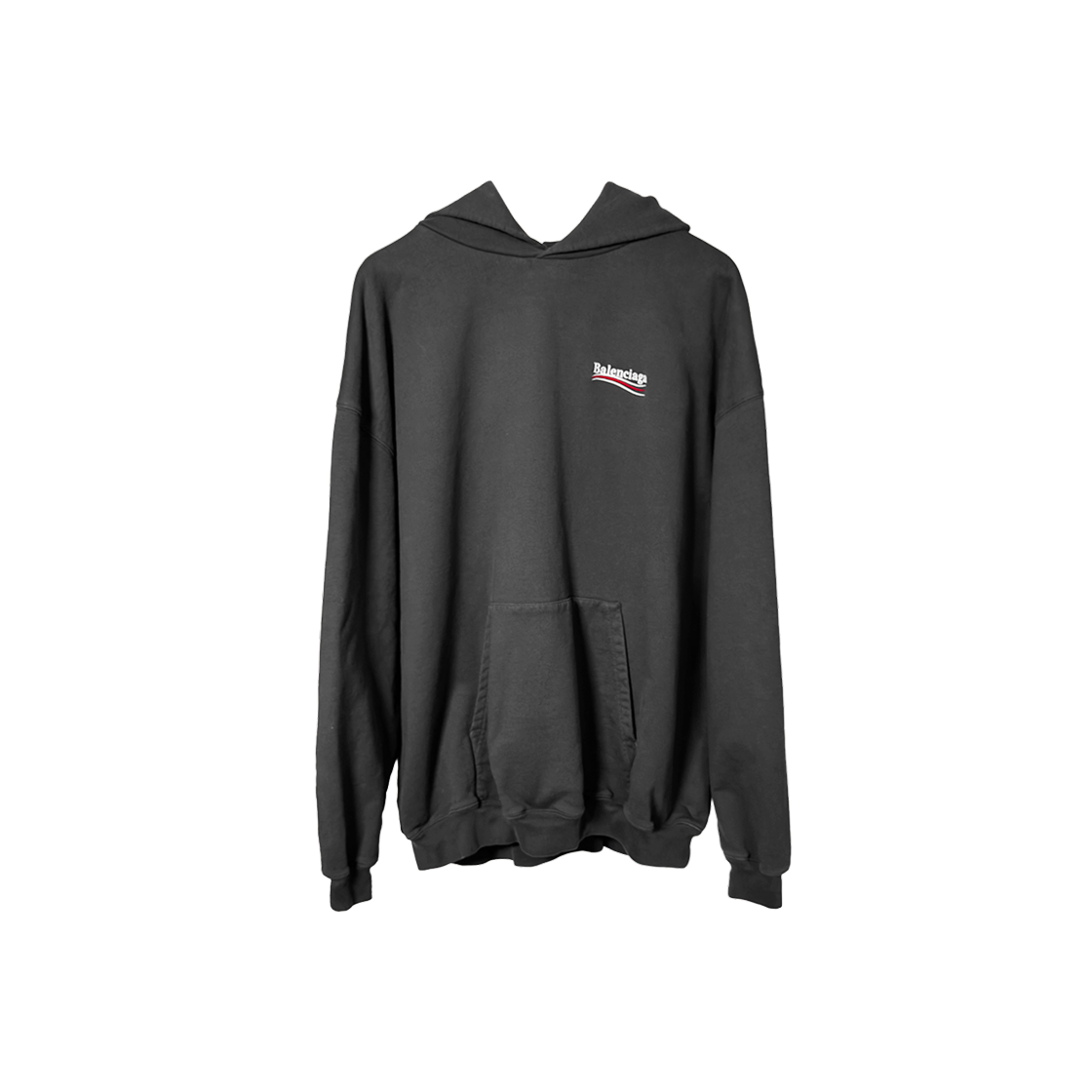 ITIQ8C3GVCJW Balenciaga Men's Political Embroidered Logo Oversized Hoodie - Gray