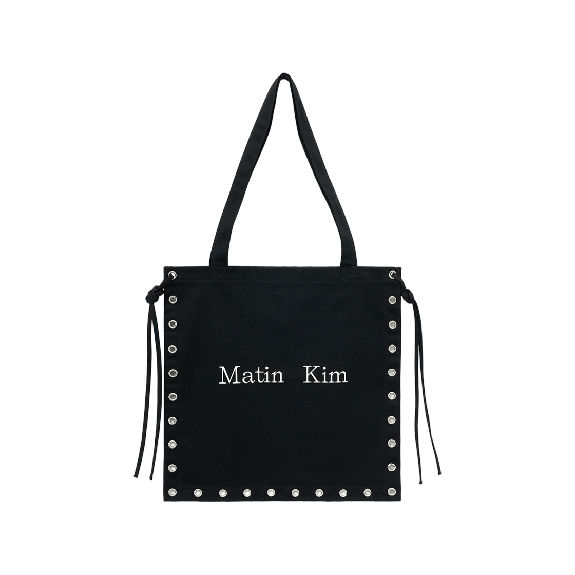 마뗑킴 아일렛 로고 캔버스 에코백 블랙(Matin Kim Eyelet Logo Canvas Ecobag In Black) - 1