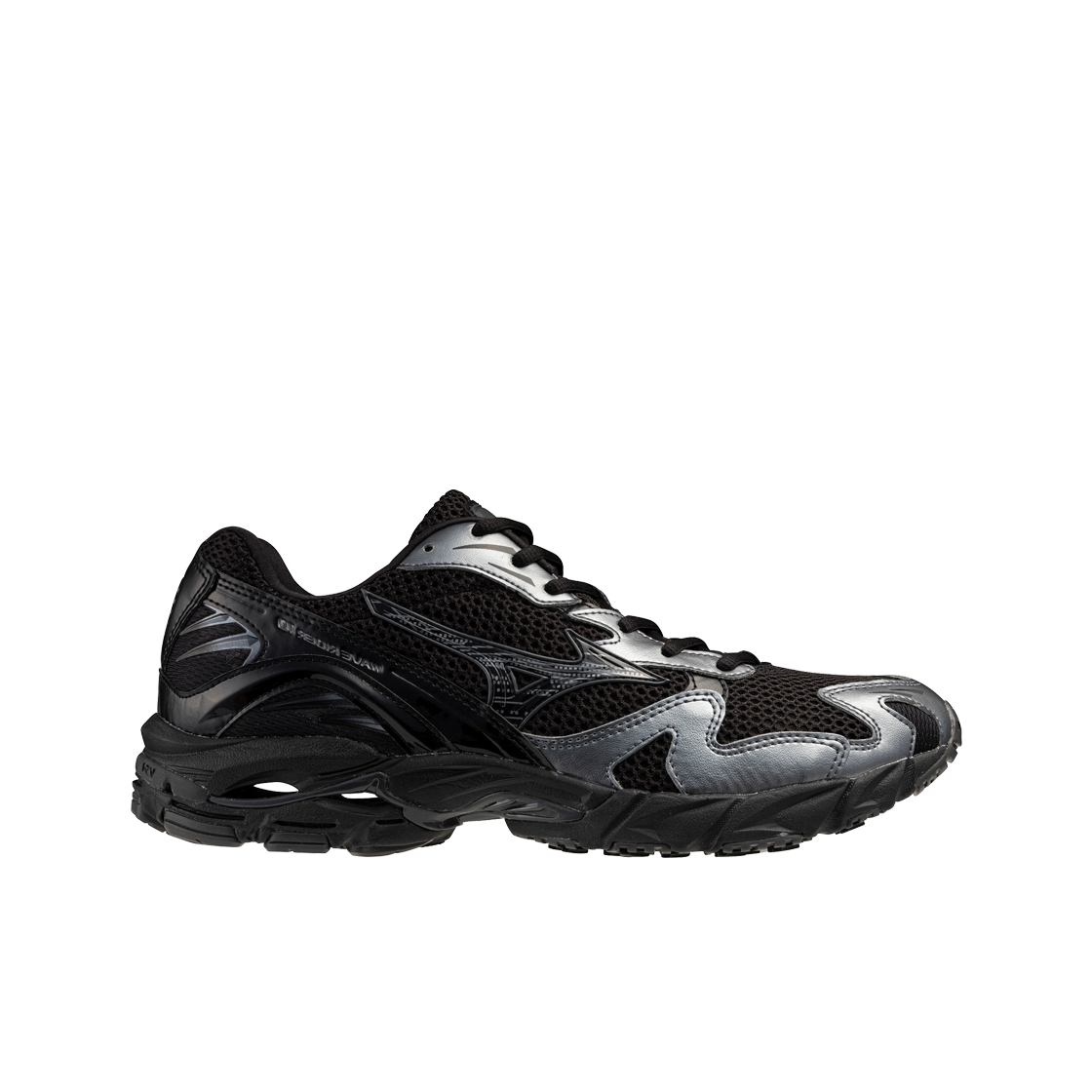 미즈노 웨이브 라이더 10 블랙 블랙 샌드 메탈릭 그레이(Mizuno Wave Rider 10 Black Black Sand Metallic Gray)