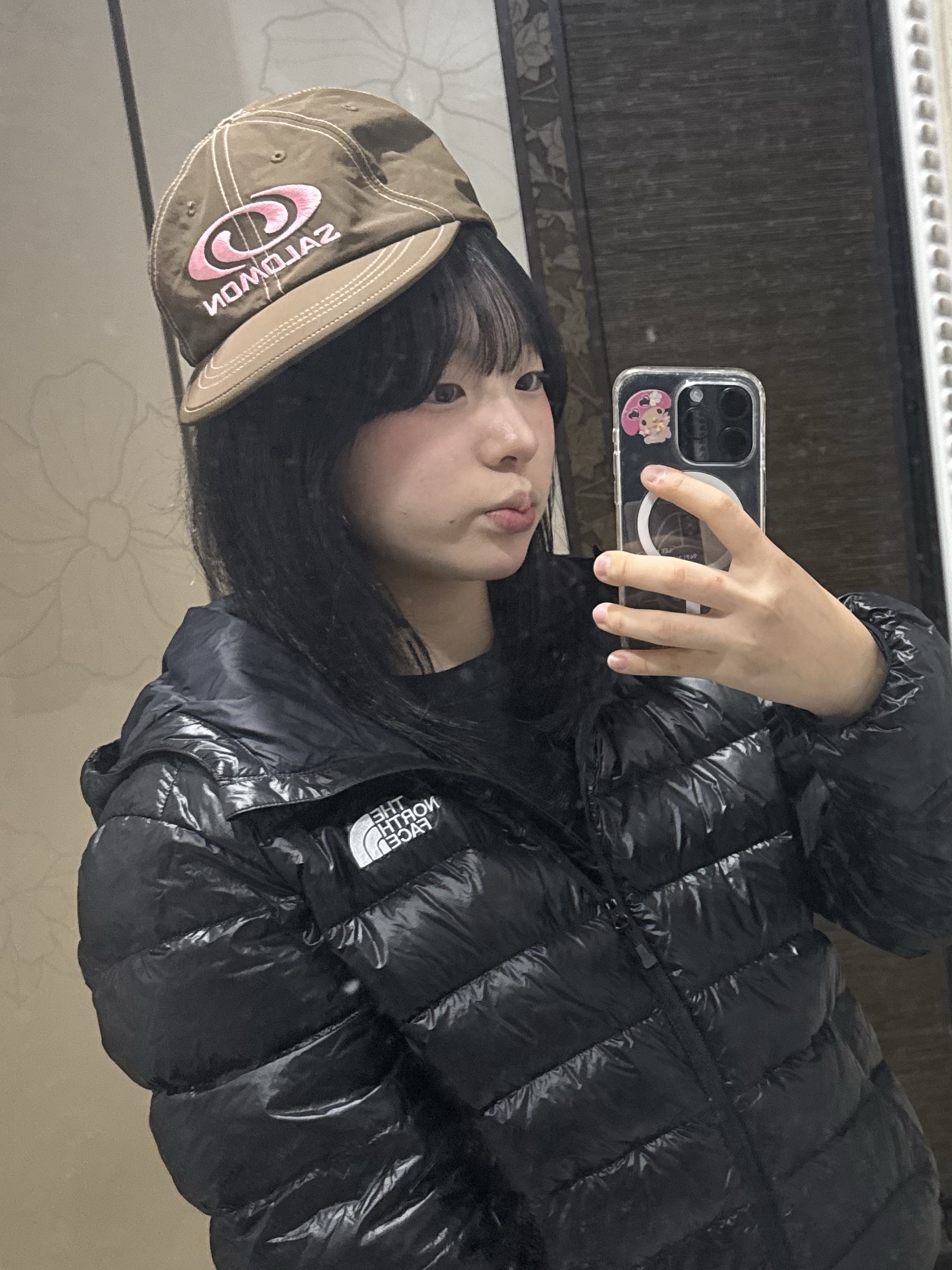Salomon Link Camp Cap Brown, The North Face Matier EX RDS Down Hoodie Black 착용 스타일