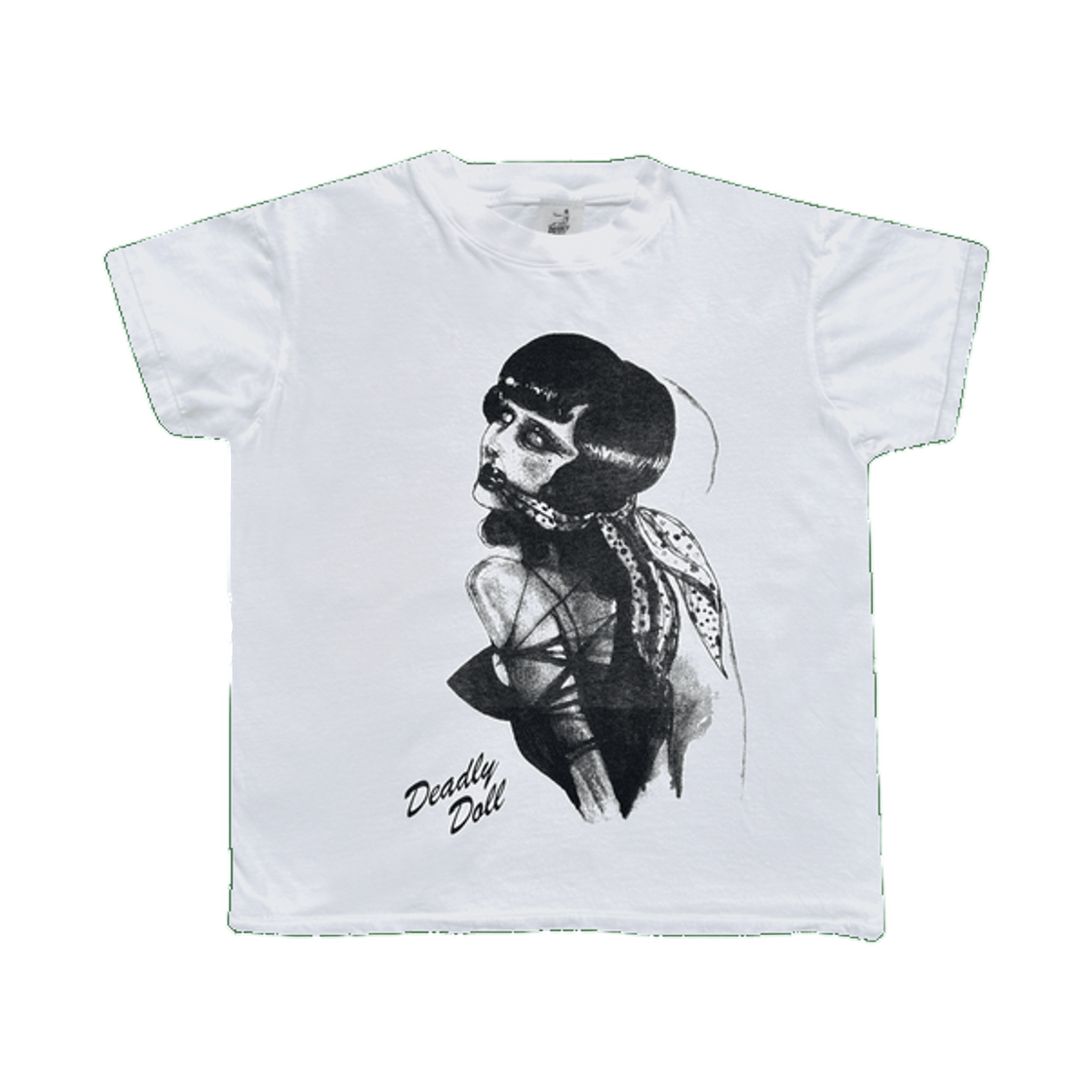 데들리 돌 페티시 티셔츠 1 화이트((W) Deadly Doll Fetish T-Shirt 1 White)
