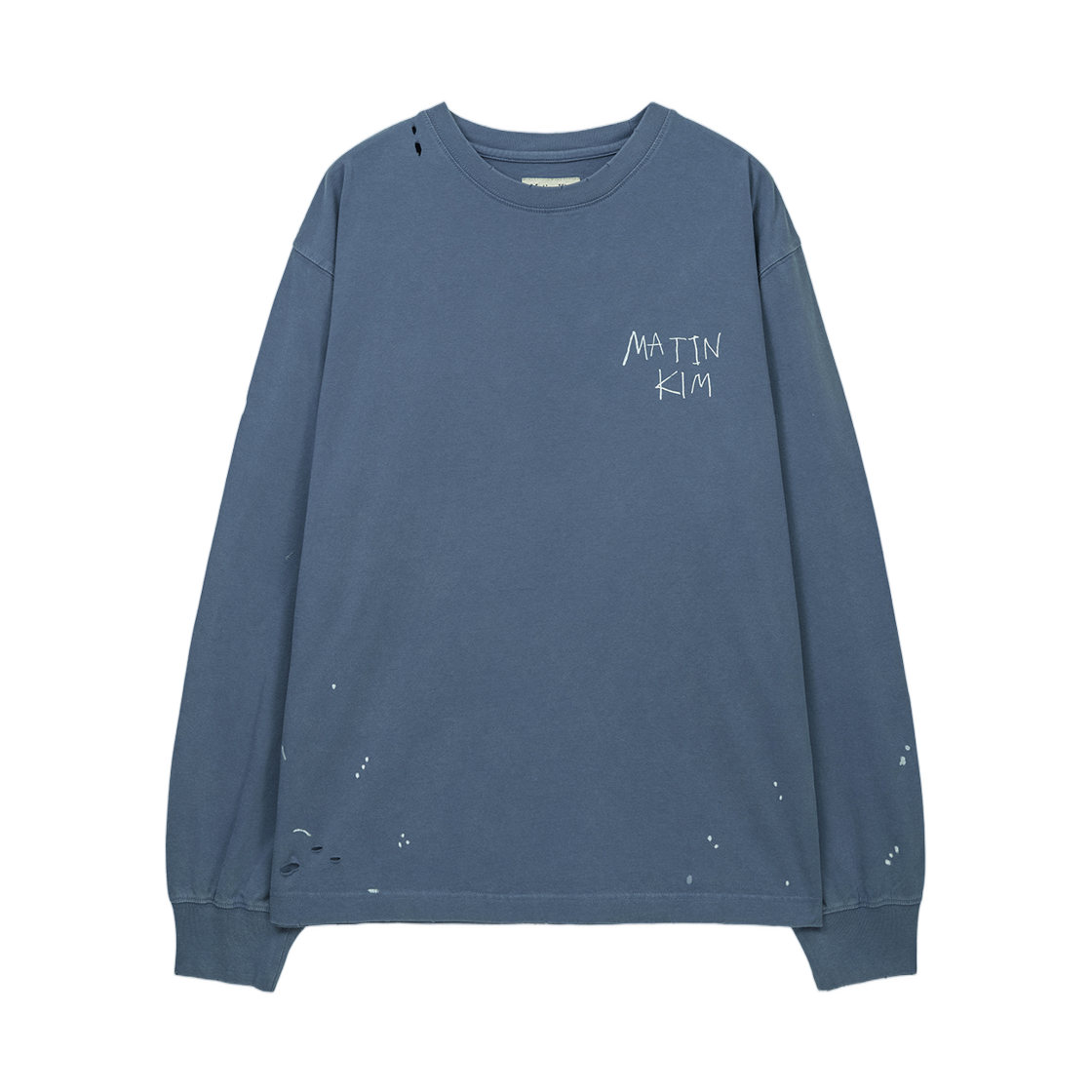 마뗑킴 빈티지 워시드 로고 탑 스모크 블루(Matin Kim Vintage Washed Logo Top In Smoke Blue) - 1