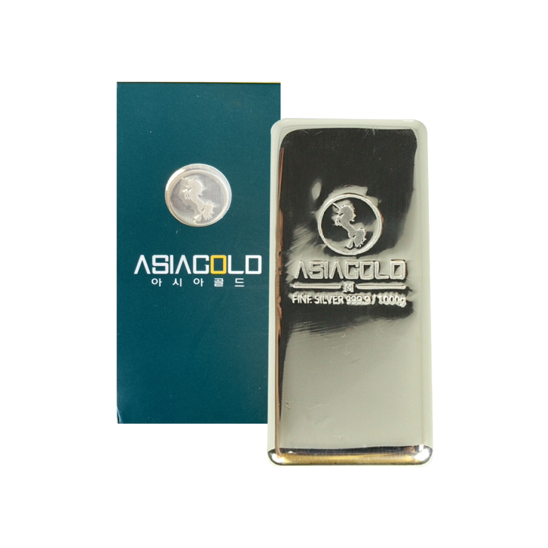 은 아시아골드 진공 실버바 999.9 1000g (초록색 상자)(Silver Asiagold Vacuum Seal Silver Bar 999.9 1000g (Green Box))
