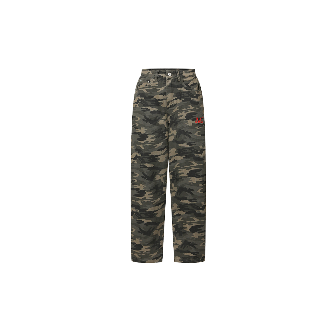 P0000BMI MUCENT Carv Side Pintuck Camo Wide Cotton Pants Unisex Khaki