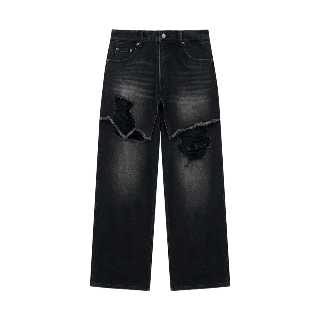 MK2611DN003MBB Matin Kim Front Layered Distressed Denim Pants In Black