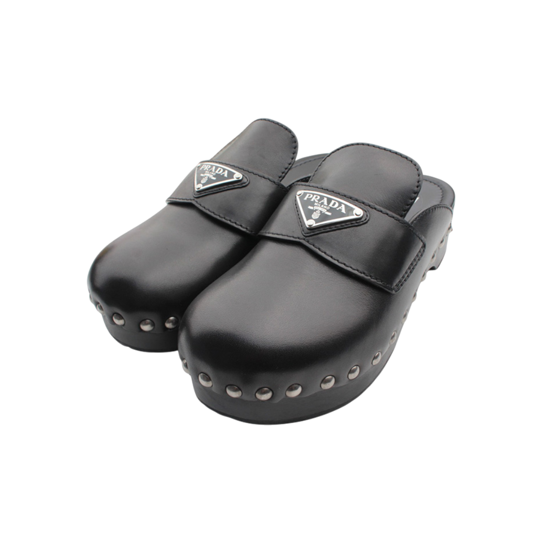 프라다 블랙 레더 클로그 35(Prada Black Leather Clogs 35) - 1