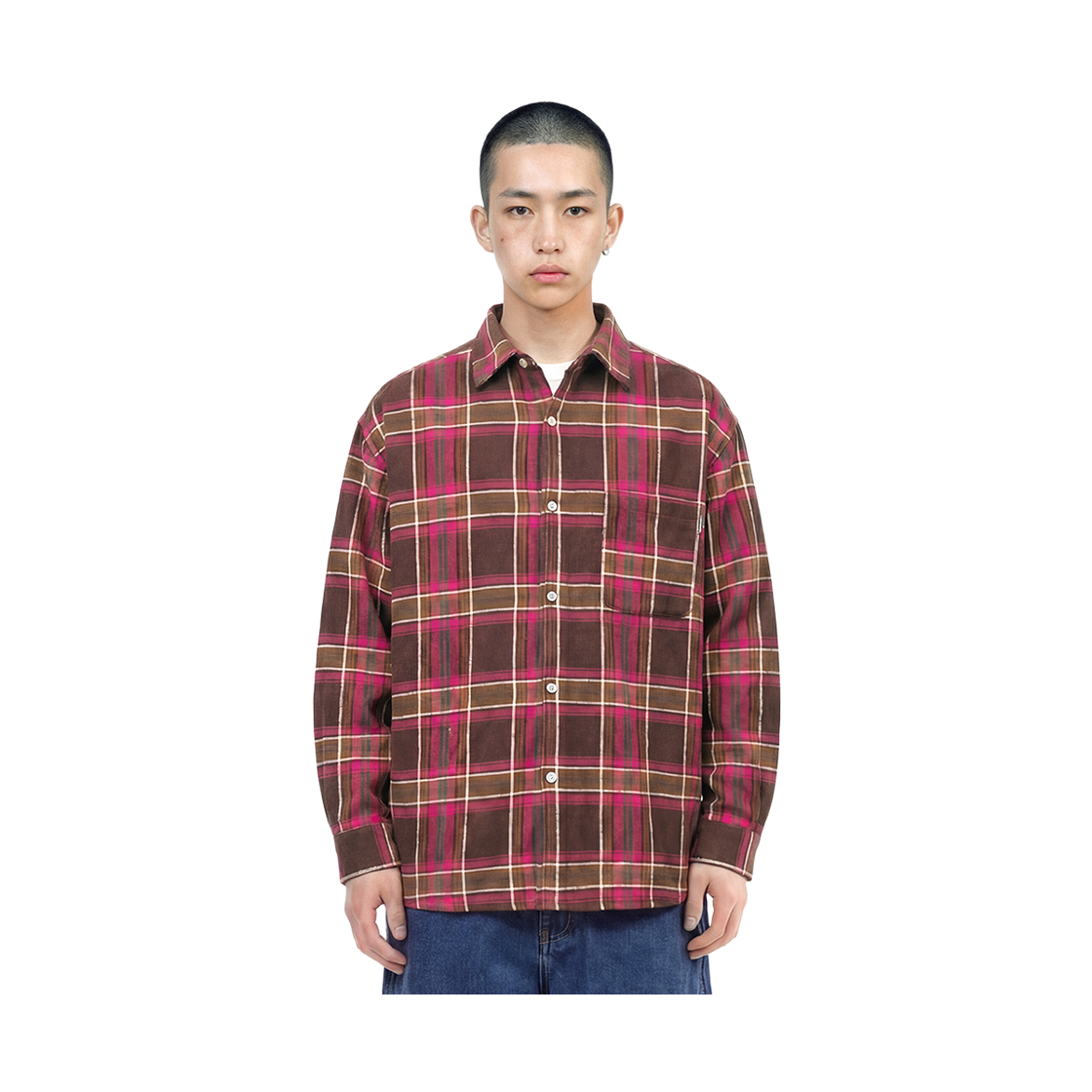 큐티에잇 가먼츠 러스틱 코어 플란넬 체크 셔츠 핑크(QT8 GARMENTS Rustic Core Flannel Check Shirt Pink) - 3