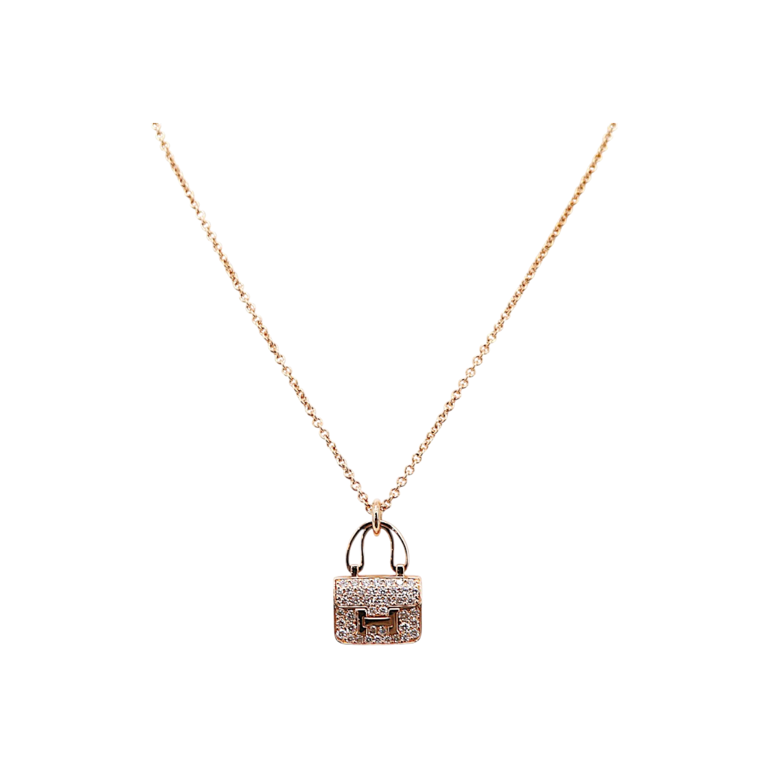ITW8WPJ4PMJG Hermes Constance Amulet Pave Rose Gold Necklace