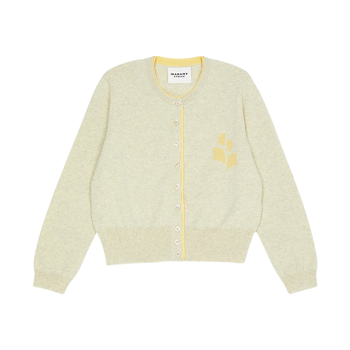 (W) 이자벨 마랑 로나 코튼 울 가디건 라이트 그레이 라이트 옐로우 - 26SS((W) Isabel Marant Lona Cotton and Wool Cardigan Light Grey Light Yellow - 26SS) - 1