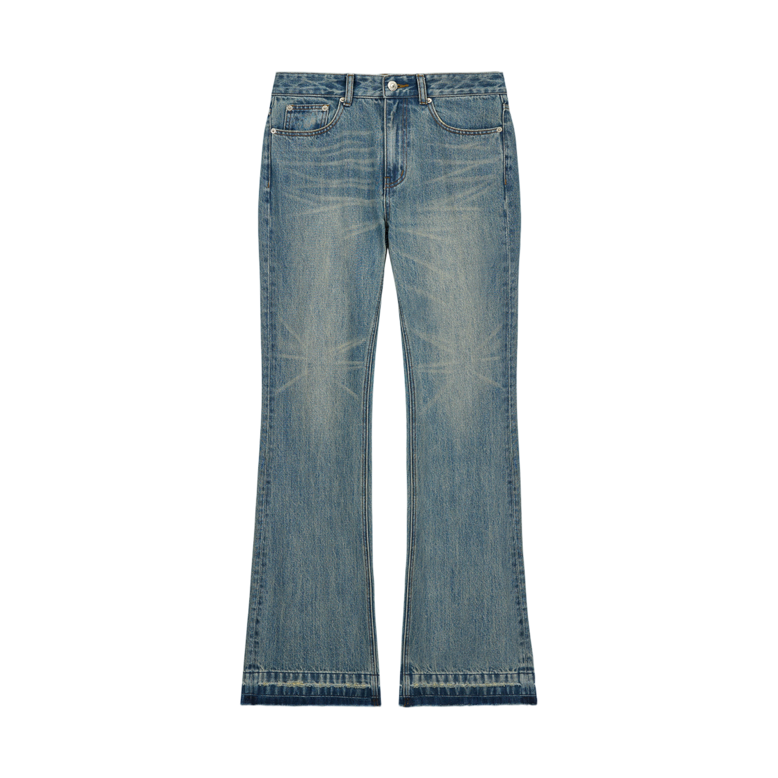 MK2611DN005MBL Matin Kim Washed Point Boots Cut Denim Pants In Blue