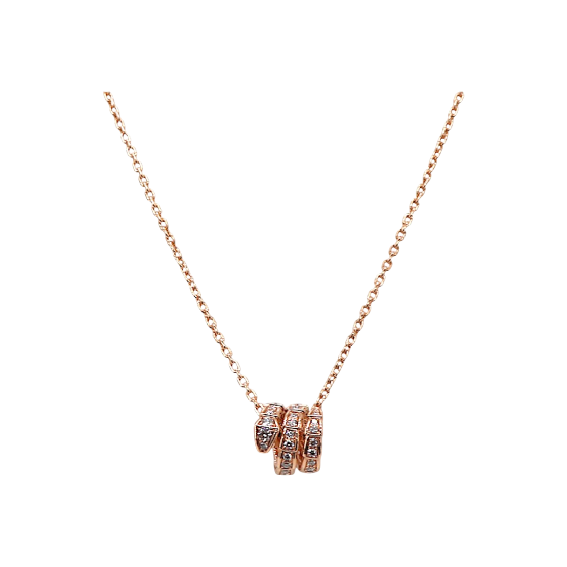 ITBDWVLT4IRM Bulgari Serpenti Viper Pave Necklace in Rose Gold 357795