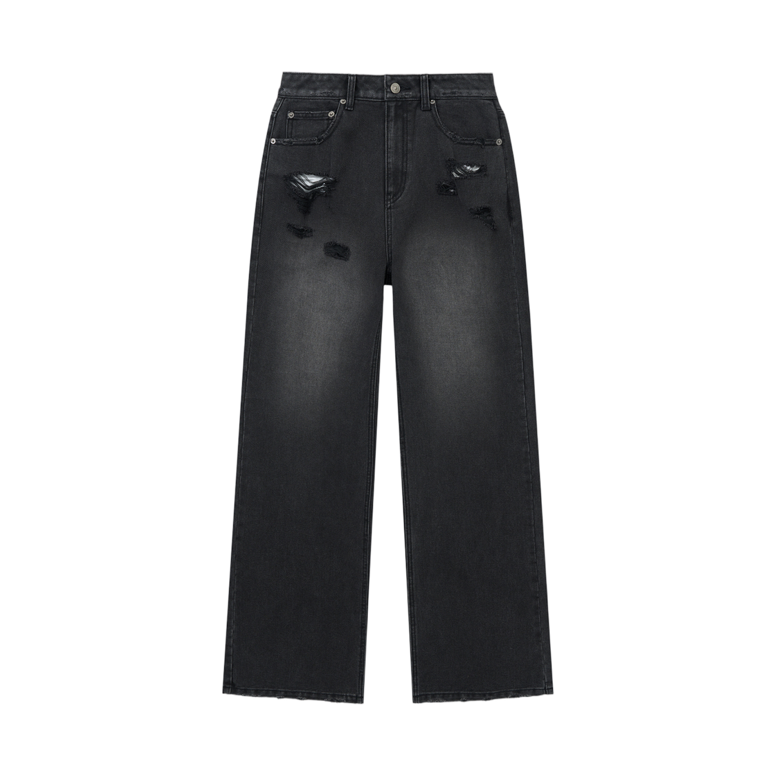 MK2611DN002MBB Matin Kim Back Pocket Patch Destroyed Denim Pants In Black