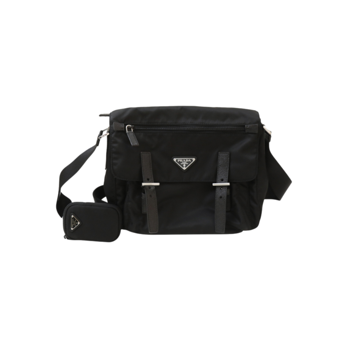 프라다 1BD953 삼각로고 버클 메신저백 크로스백 블랙(Prada Triangle Logo Buckle Messenger Bag - Black) - 1