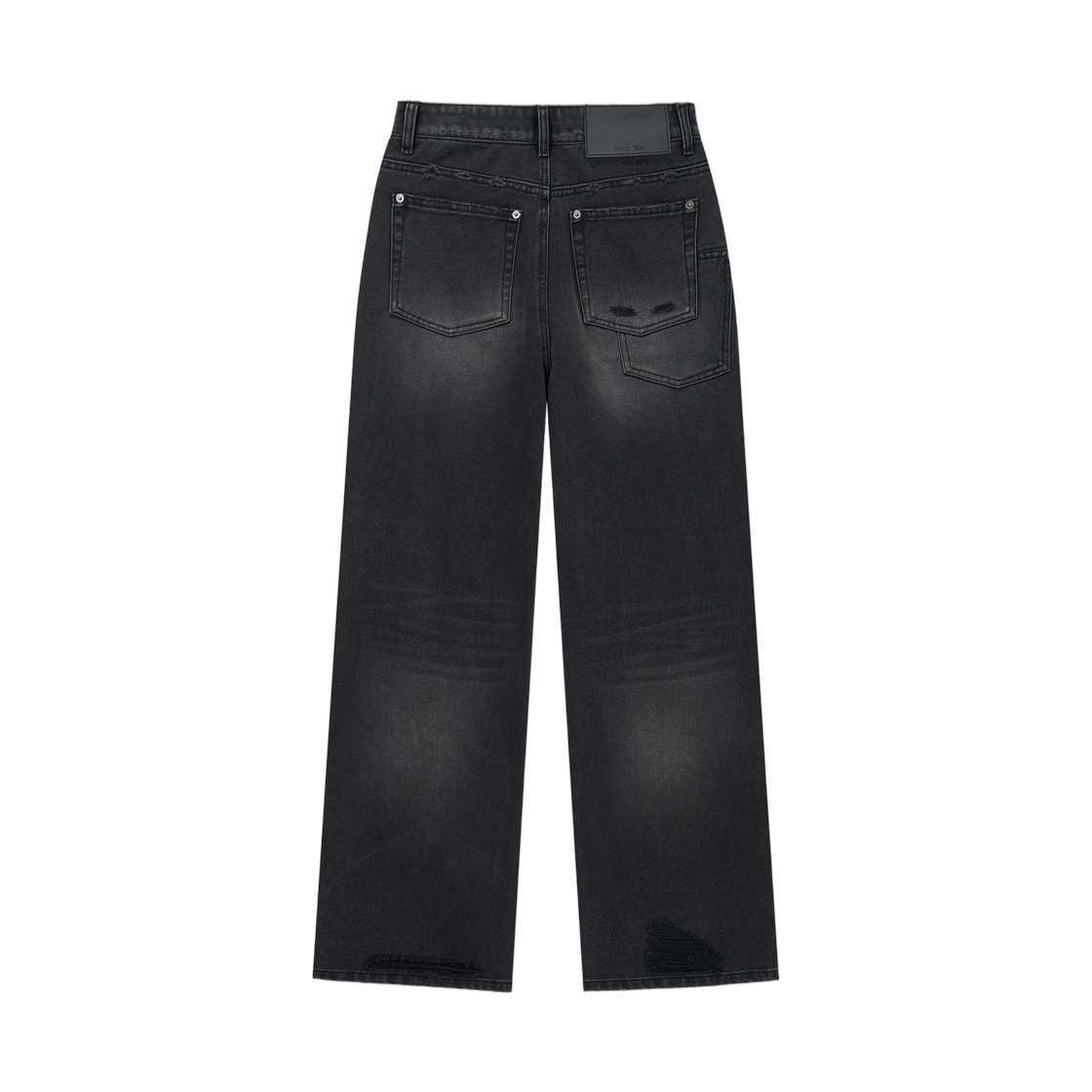 마뗑킴 백 포켓 패치 디스트로이드 데님 팬츠 블랙(Matin Kim Back Pocket Patch Destroyed Denim Pants In Black) - 2