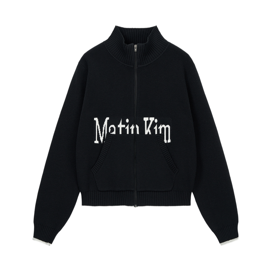 마뗑킴 마뗑킴 스펠 포인트 니트 집업 블랙(Matin Kim Matin Kim Spell Point Knit Zip Up In Black)