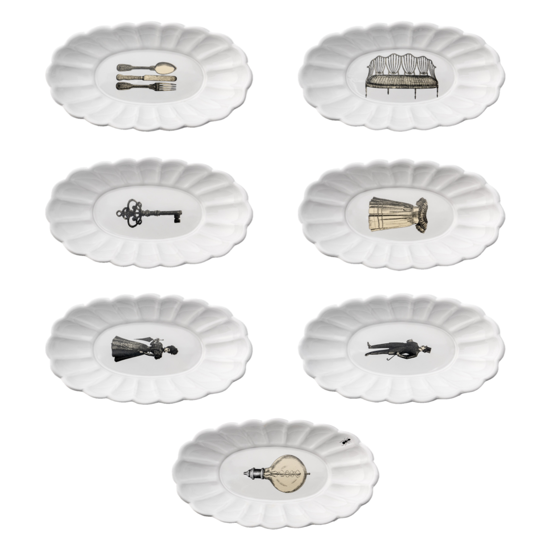 021 [3% 적립] Jungheejin creamic Flower Oval Bowl Dark grayish white