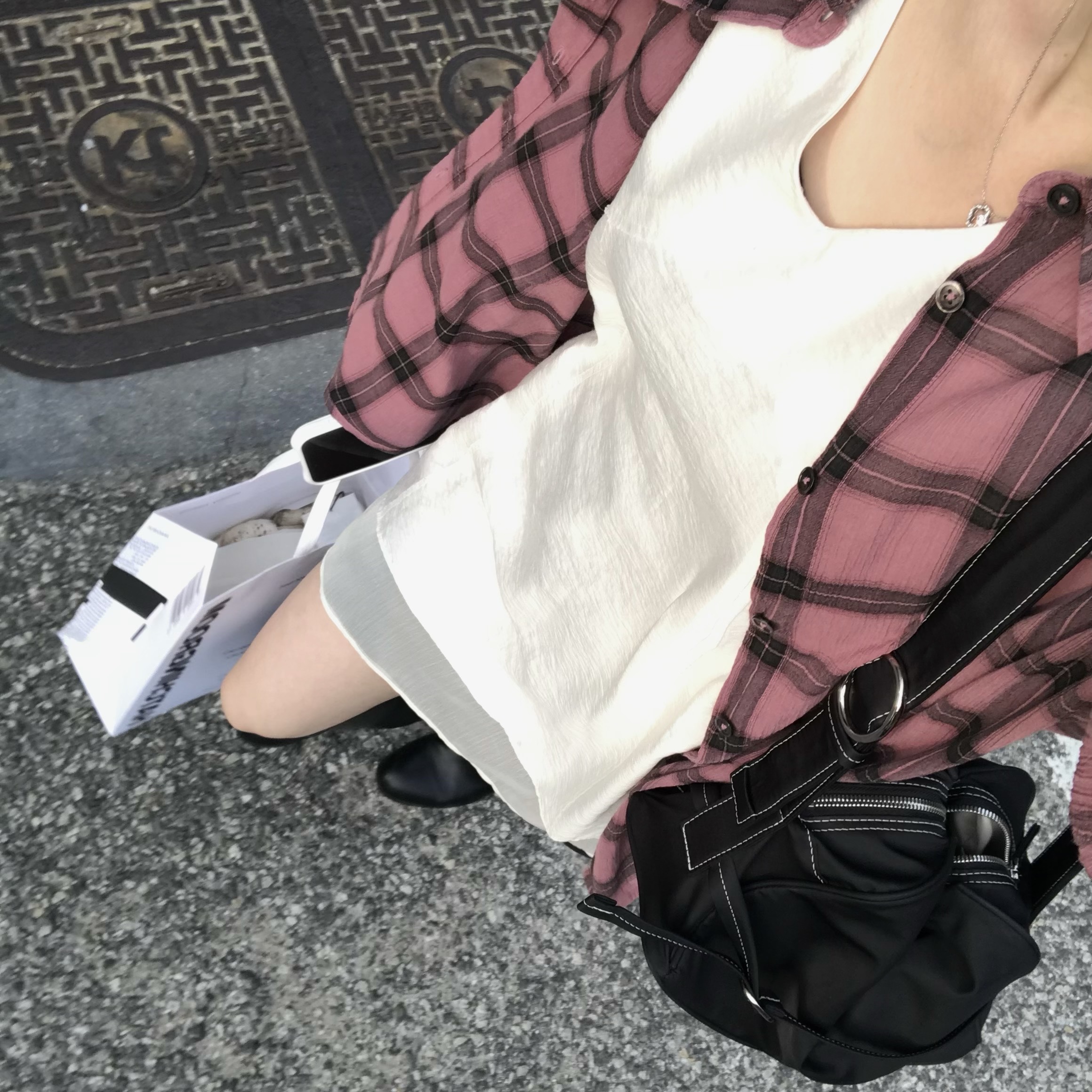 Hatchingroom Classic Shirt Over Dyed Check Pink 착용 스타일 - 2