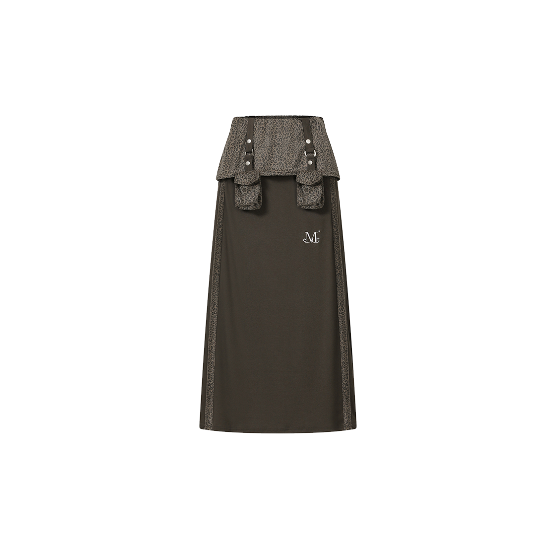 무센트 에시르 호피 배색 벨티드 포켓 롱 스커트 레오파드(MUCENT Aesir Leopard Belted Pocket Long Skirt Leopard)