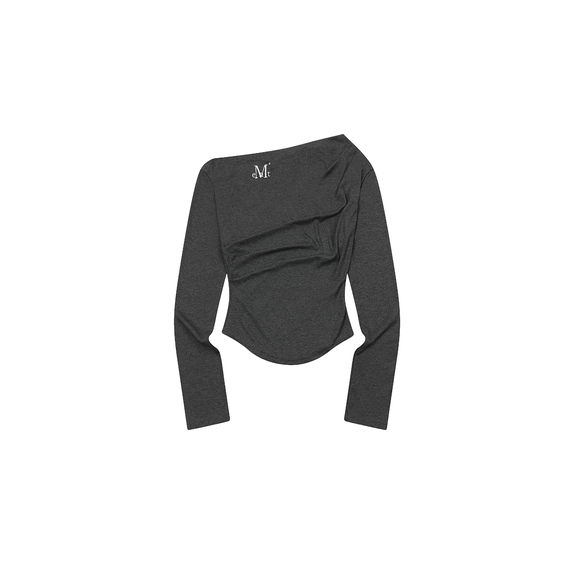 P0000BLI MUCENT Livre Off Shoulder Unbalance Long Sleeve T (4Color) Charcoal