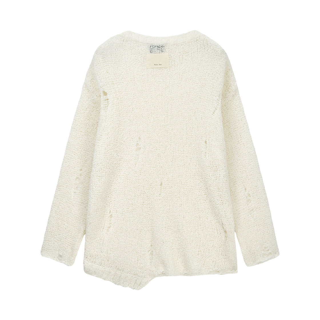 마뗑킴 어시메트릭 데미지드 니트 풀오버 아이보리(Matin Kim Asymmetric Damaged Knit Pullover In Ivory) - 2